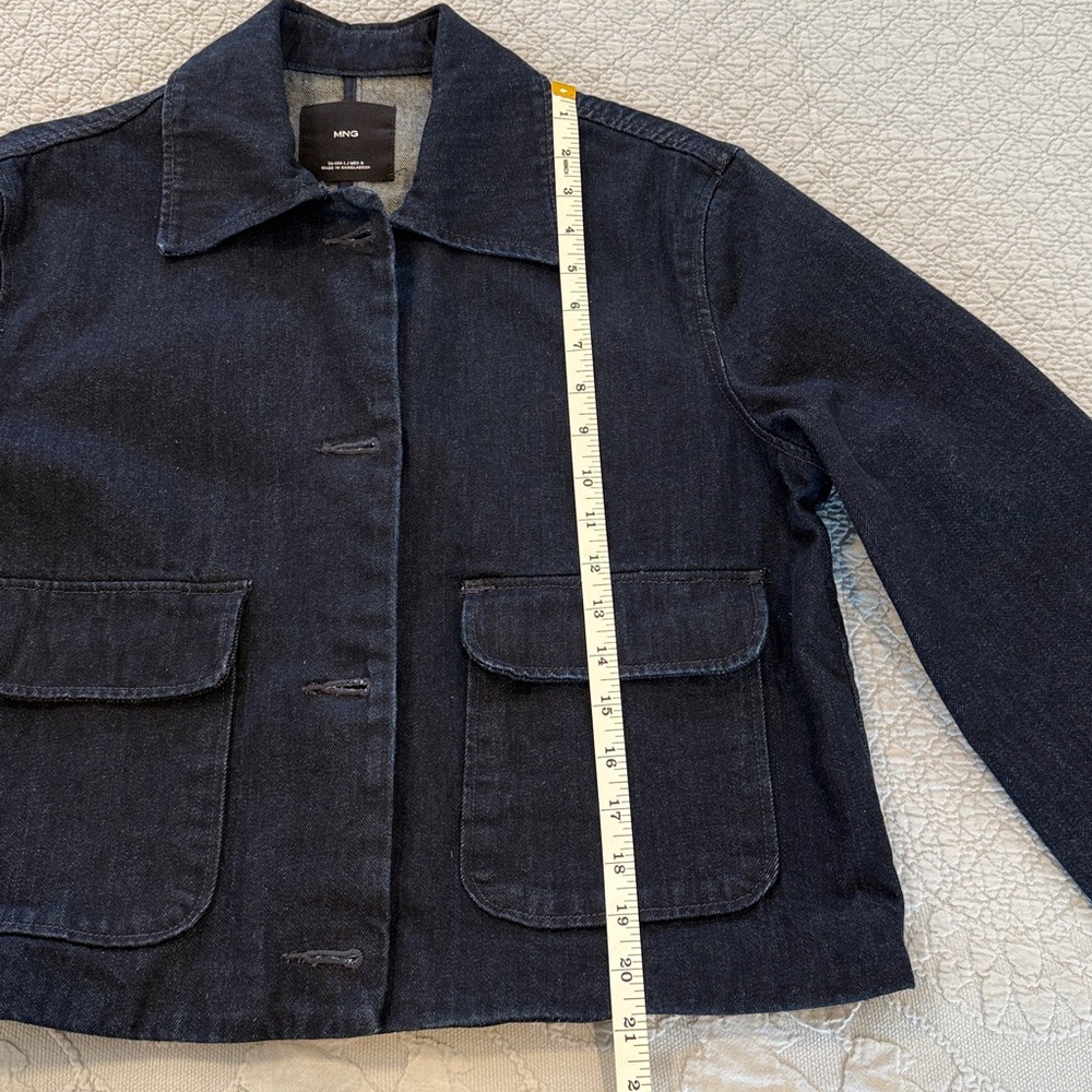 Mango Dark Navy Button-Front Denim Jacket - Picture 6 of 7